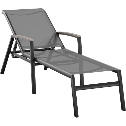 Cape Soleil Santorini Aluminum Sling Chaise Lounge with Polywood Accent Arms, Gray